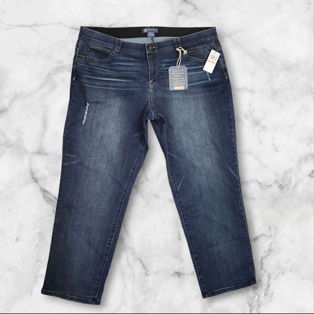 Democracy Jeans Womens 24W Plus Blue Booty Lift Ab Solution Straight Leg Stretch
